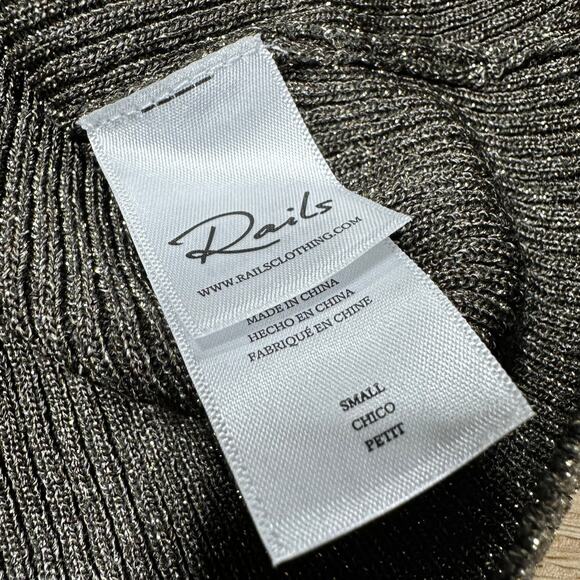 Rails NWT Beau Button Front Cardigan Gold Lurex Size S Ribbed Sparkly Fitted - Picture 8 of 12